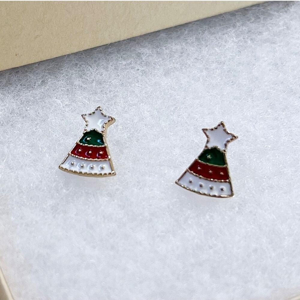 Christmas Tree Stud Earrings Festive Holiday Earring Set